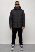 Оптом Куртка молодежная мужская весенняя с капюшоном черного цвета 7317Ch в Астане, фото 10