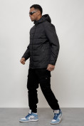 Оптом Куртка молодежная мужская весенняя с капюшоном черного цвета 7317Ch в Тольятти, фото 11