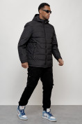 Оптом Куртка молодежная мужская весенняя с капюшоном черного цвета 7317Ch, фото 12