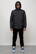 Оптом Куртка молодежная мужская весенняя с капюшоном черного цвета 7317Ch, фото 14