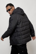 Оптом Куртка молодежная мужская весенняя с капюшоном черного цвета 7317Ch в Сочи, фото 6