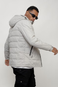 Оптом Куртка молодежная мужская весенняя с капюшоном светло-серого цвета 7317SS в Казани, фото 11