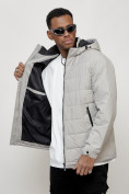 Оптом Куртка молодежная мужская весенняя с капюшоном светло-серого цвета 7317SS, фото 8