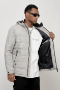 Оптом Куртка молодежная мужская весенняя с капюшоном светло-серого цвета 7317SS, фото 9