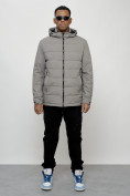Оптом Куртка молодежная мужская весенняя с капюшоном серого цвета 7317Sr в Оренбурге, фото 10