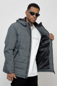 Оптом Куртка молодежная мужская весенняя с капюшоном темно-серого цвета 7317TC в Астане, фото 14
