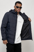 Оптом Куртка молодежная мужская весенняя с капюшоном темно-синего цвета 7317TS, фото 10