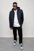 Оптом Куртка молодежная мужская весенняя с капюшоном темно-синего цвета 7317TS, фото 16