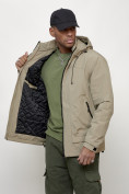 Оптом Куртка молодежная мужская весенняя с капюшоном бежевого цвета 7322B, фото 10