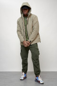 Оптом Куртка молодежная мужская весенняя с капюшоном бежевого цвета 7322B, фото 14
