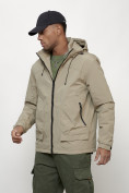 Оптом Куртка молодежная мужская весенняя с капюшоном бежевого цвета 7322B, фото 6