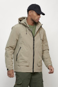 Оптом Куртка молодежная мужская весенняя с капюшоном бежевого цвета 7322B в Сочи, фото 7