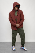 Оптом Куртка молодежная мужская весенняя с капюшоном бордового цвета 7322Bo, фото 10