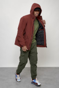 Оптом Куртка молодежная мужская весенняя с капюшоном бордового цвета 7322Bo, фото 11