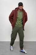 Оптом Куртка молодежная мужская весенняя с капюшоном бордового цвета 7322Bo, фото 13