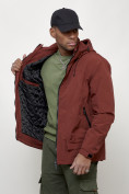 Оптом Куртка молодежная мужская весенняя с капюшоном бордового цвета 7322Bo, фото 14