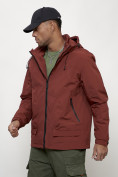 Оптом Куртка молодежная мужская весенняя с капюшоном бордового цвета 7322Bo, фото 2
