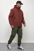 Оптом Куртка молодежная мужская весенняя с капюшоном бордового цвета 7322Bo, фото 7