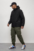 Оптом Куртка молодежная мужская весенняя с капюшоном черного цвета 7322Ch в Самаре, фото 6