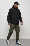 Оптом Куртка молодежная мужская весенняя с капюшоном черного цвета 7322Ch в Челябинске, фото 7