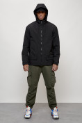 Оптом Куртка молодежная мужская весенняя с капюшоном черного цвета 7322Ch, фото 9