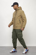 Оптом Куртка молодежная мужская весенняя с капюшоном горчичного цвета 7322G, фото 11