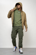 Оптом Куртка молодежная мужская весенняя с капюшоном горчичного цвета 7322G, фото 7