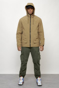 Оптом Куртка молодежная мужская весенняя с капюшоном горчичного цвета 7322G, фото 9