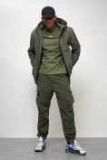 Оптом Куртка молодежная мужская весенняя с капюшоном цвета хаки 7322Kh, фото 13