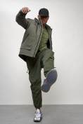 Оптом Куртка молодежная мужская весенняя с капюшоном цвета хаки 7322Kh в Ростове-на-Дону, фото 14