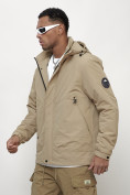Оптом Куртка молодежная мужская весенняя с капюшоном бежевого цвета 7323B, фото 8