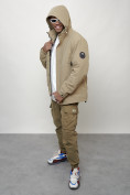 Оптом Куртка молодежная мужская весенняя с капюшоном бежевого цвета 7323B, фото 12
