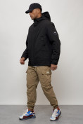 Оптом Куртка молодежная мужская весенняя с капюшоном черного цвета 7323Ch, фото 11