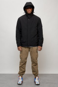 Оптом Куртка молодежная мужская весенняя с капюшоном черного цвета 7323Ch в Самаре, фото 14