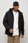 Оптом Куртка молодежная мужская весенняя с капюшоном черного цвета 7323Ch в Сочи, фото 6