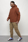 Оптом Куртка молодежная мужская весенняя с капюшоном коричневого цвета 7323K в Казани, фото 12