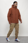 Оптом Куртка молодежная мужская весенняя с капюшоном коричневого цвета 7323K в Казани, фото 13
