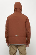 Оптом Куртка молодежная мужская весенняя с капюшоном коричневого цвета 7323K, фото 16