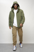 Оптом Куртка молодежная мужская весенняя с капюшоном цвета хаки 7323Kh, фото 5