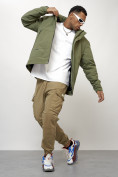 Оптом Куртка молодежная мужская весенняя с капюшоном цвета хаки 7323Kh в Уфе, фото 7