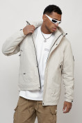 Оптом Куртка молодежная мужская весенняя с капюшоном светло-серого цвета 7323SS, фото 10