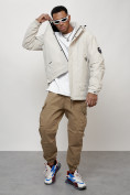 Оптом Куртка молодежная мужская весенняя с капюшоном светло-серого цвета 7323SS, фото 13