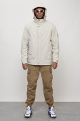 Оптом Куртка молодежная мужская весенняя с капюшоном светло-серого цвета 7323SS в Сочи, фото 14
