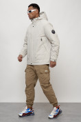 Оптом Куртка молодежная мужская весенняя с капюшоном светло-серого цвета 7323SS, фото 2