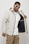 Оптом Куртка молодежная мужская весенняя с капюшоном светло-серого цвета 7323SS, фото 9