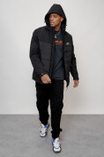 Оптом Куртка спортивная великан мужская с капюшоном черного цвета 7328Ch, фото 10