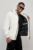 Оптом Куртка спортивная мужская весенняя с капюшоном белого цвета 7335Bl в Оренбурге, фото 10