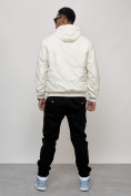 Оптом Куртка спортивная мужская весенняя с капюшоном белого цвета 7335Bl в Оренбурге, фото 4