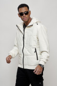 Оптом Куртка спортивная мужская весенняя с капюшоном белого цвета 7335Bl, фото 7
