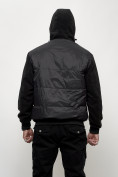 Оптом Куртка спортивная мужская весенняя с капюшоном черного цвета 7335Ch, фото 10